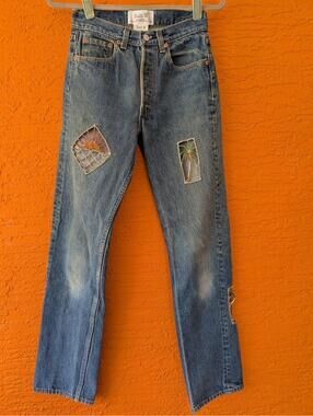 Levi’s 501 XX Suzi B Glam Jeans Rhinestone Cutout Festival Y2K W30 L36